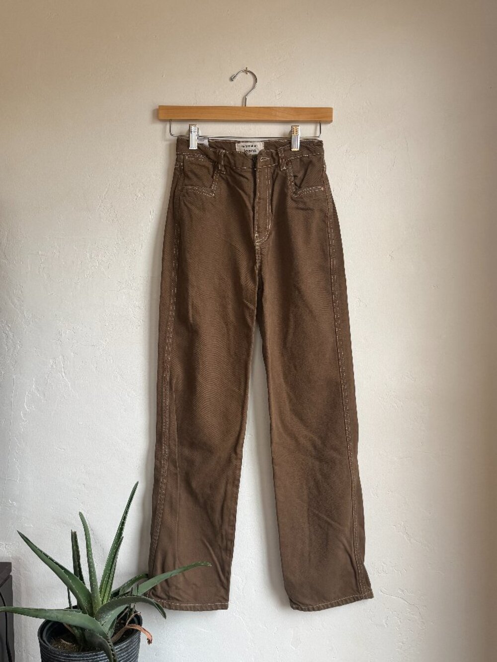 Reformation straight jeans in khaki brown (24)